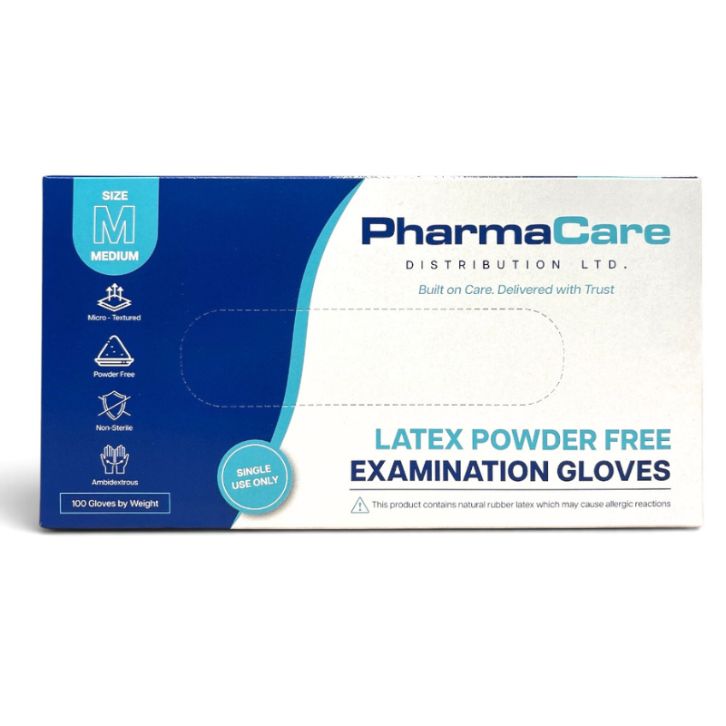 PHARMACARE LATEX POWDER FREE GLOVES MEDIUM