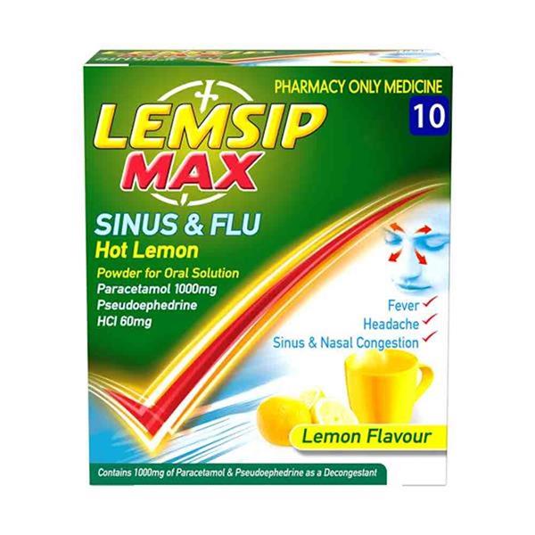 LEMSIP MAX SINUS FLU HOT LEMON PDRSOL 10SACH