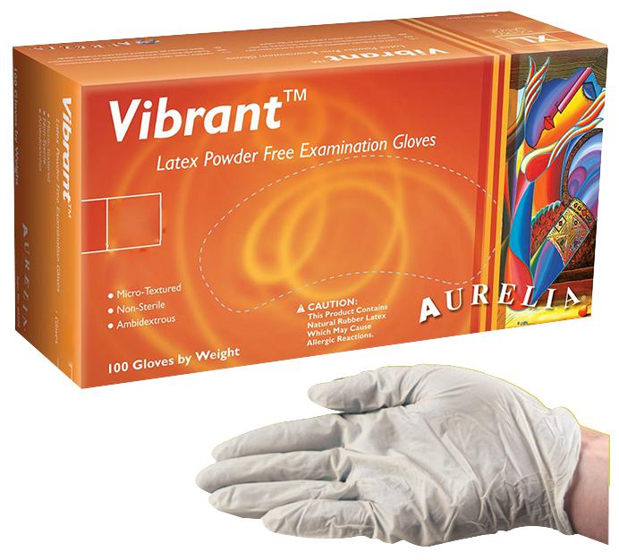 Aurelia Vibrant Latex Powder Free Gloves XL - 100