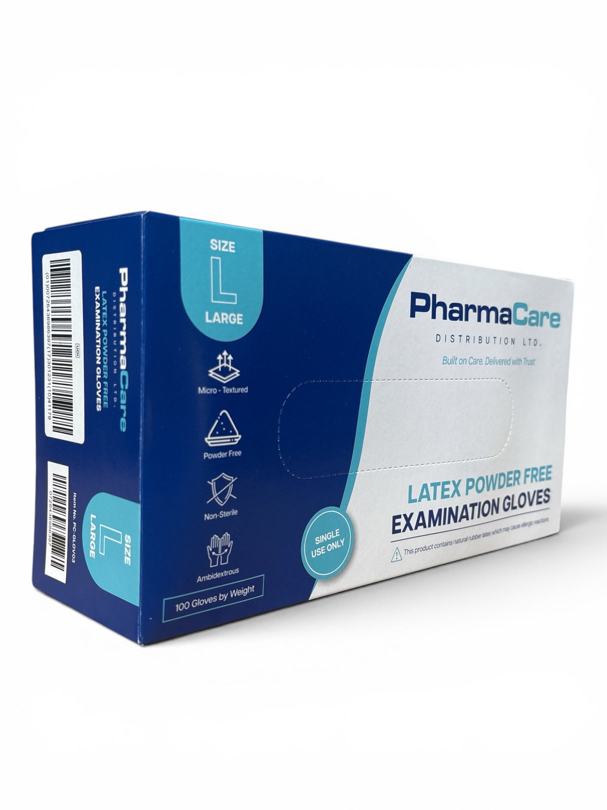 PHARMACARE LATEX POWDER FREE GLOVES LARGE