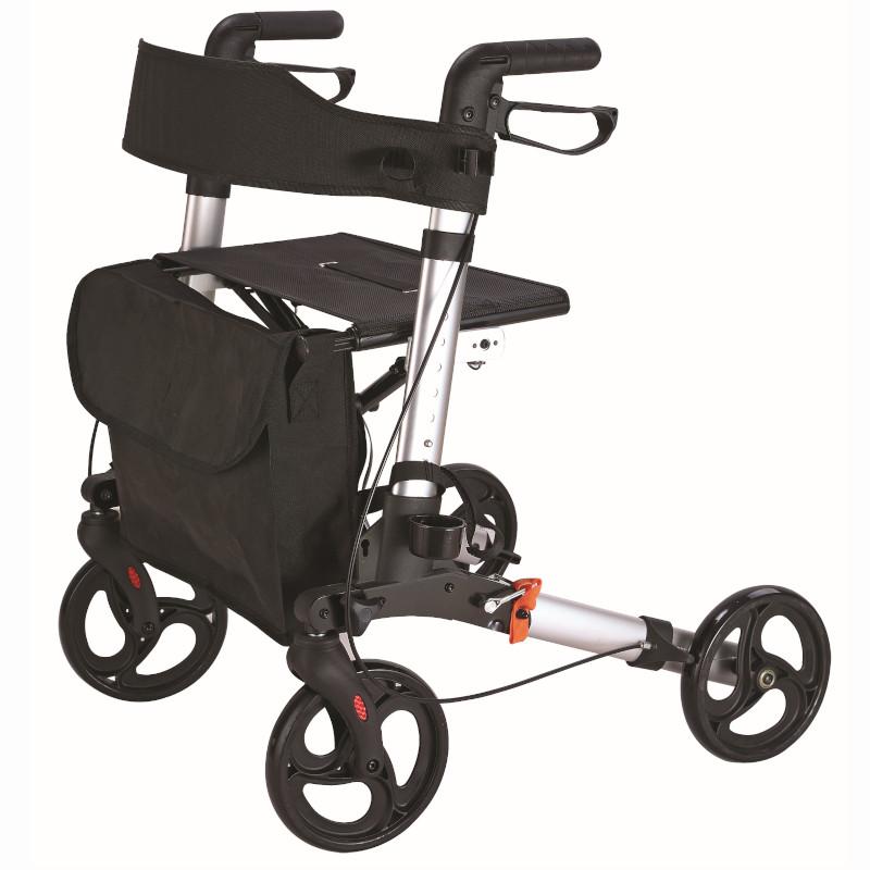Aluminium Rollator with Brakes, Bag & Seat