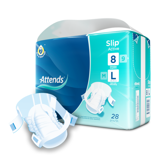 Attends Slip Active Diapers Level 8-10 for Heavy Incontinence
