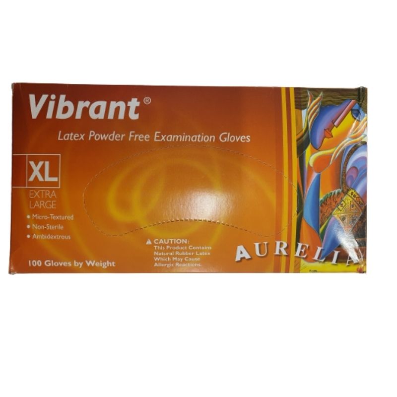 Aurelia Vibrant Latex Powder Free Gloves XL - 100