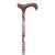 Extendable aluminum walking stick printed with flowers, red