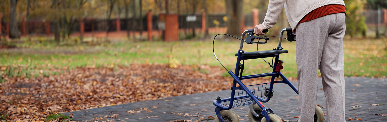 a person pushing a walker