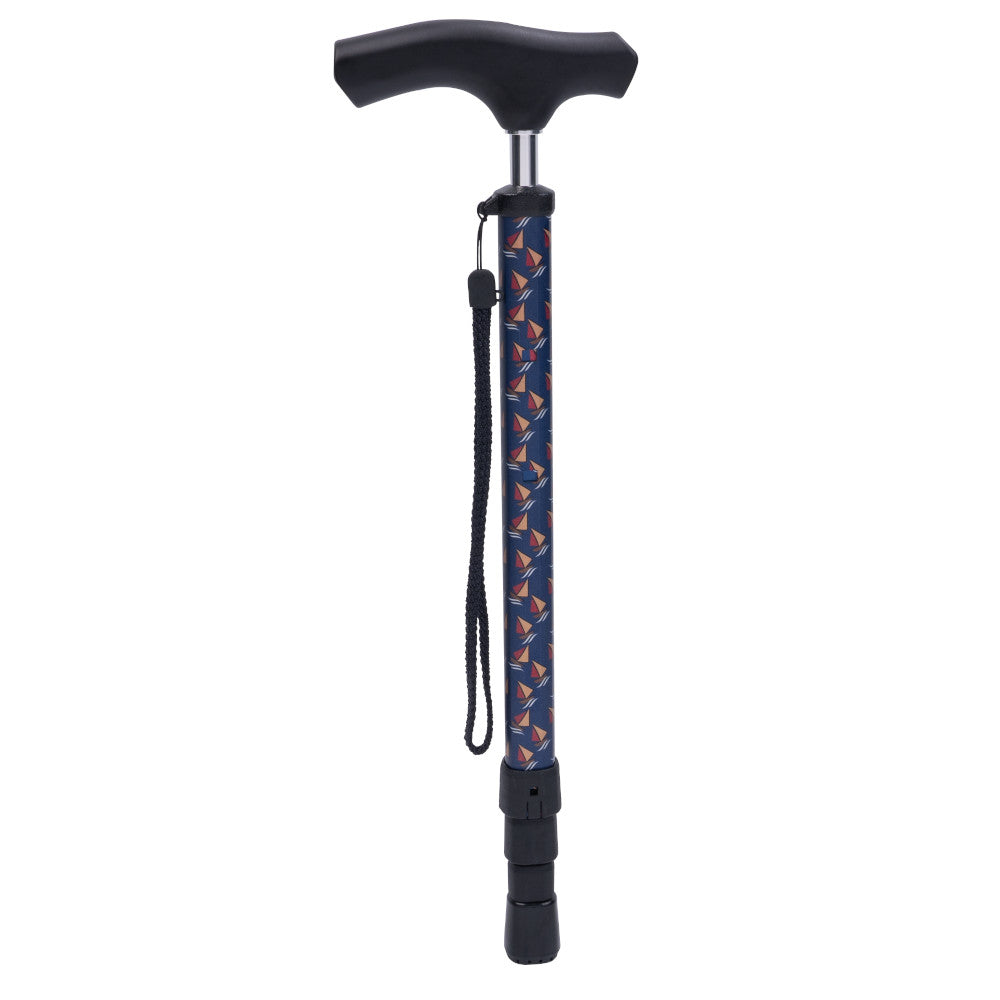 Collapsible Aluminium Walking Stick - Stylish Blue Pattern