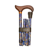 Folding Adjustable Walking Stick with Wooden Handle