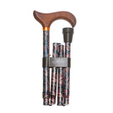 Folding Adjustable Walking Stick with Wooden Handle