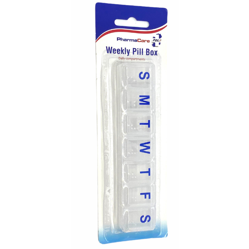 PharmaCare Weekly Pill Box. 7 day small pill box.