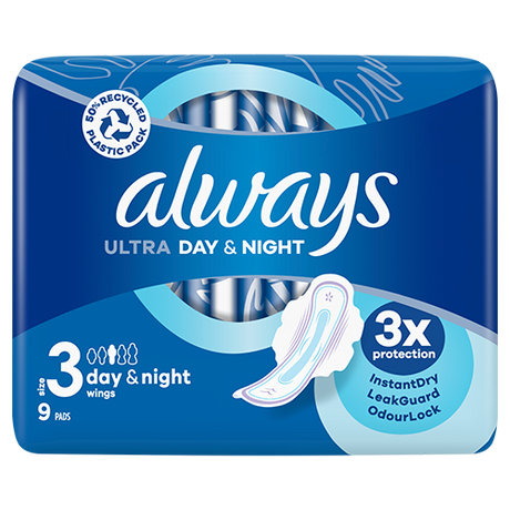 Always Ultra Night (Size 3) Sanitary Pads With Wings 9s