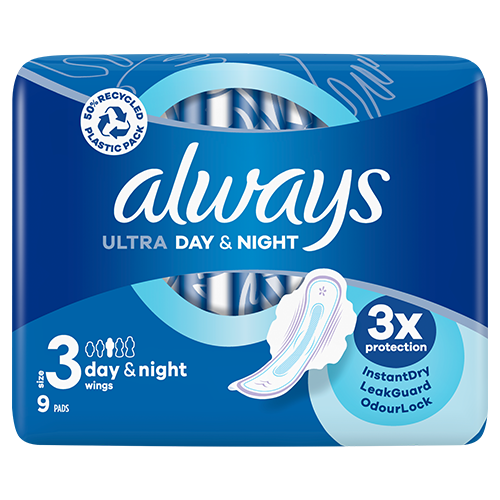 Always Ultra Night (Size 3) Sanitary Pads With Wings 9s