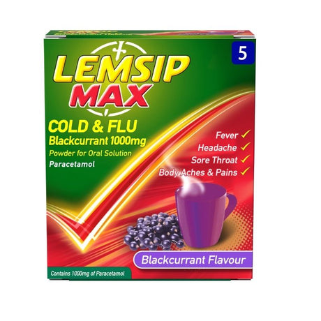 Lemsip Max Cold & Flu  Hot Lemon 1000mg Powder for Oral Solution