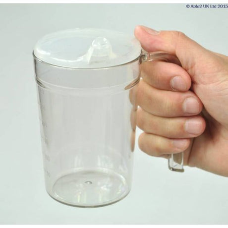 Clear Drinking Cup with Handle & 2 Lids 280ml