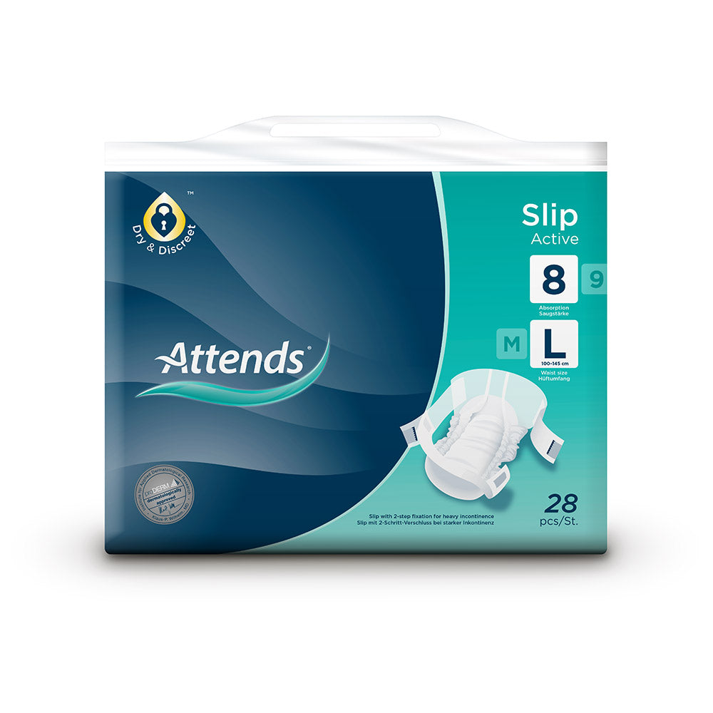 Attends Slip Active Diapers Level 8-10 for Heavy Incontinence