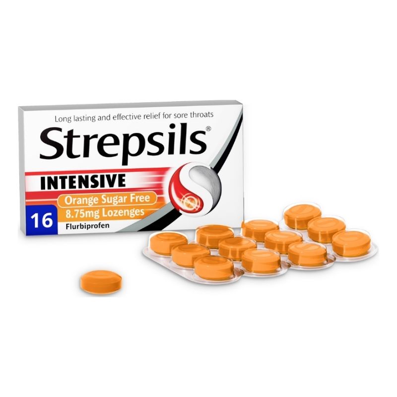 Strepsils Intensive Sugar Free Orange Lozenges 16 Pack