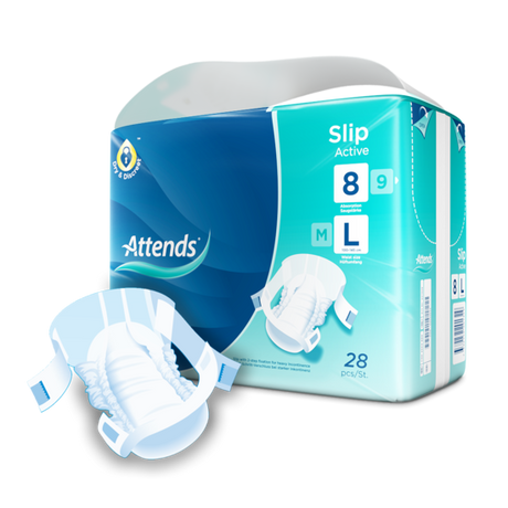 Attends Slip Active Diapers Level 8-10 for Heavy Incontinence