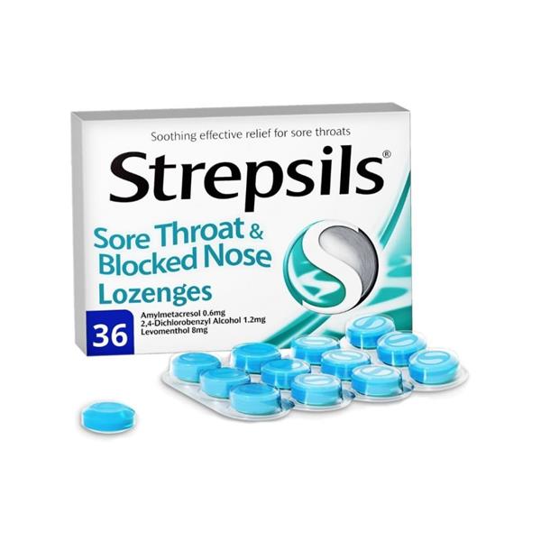 Strepsils Sore Throat & Blocked Nose Lozenges 36 Pack