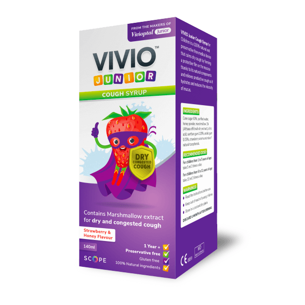 Vivio Junior Cough Syrup 140ml Strawberry & Honey Flavour